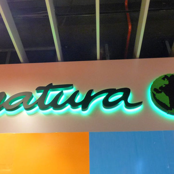 Logotipo luminoso corporativo retro iluminado con led verde